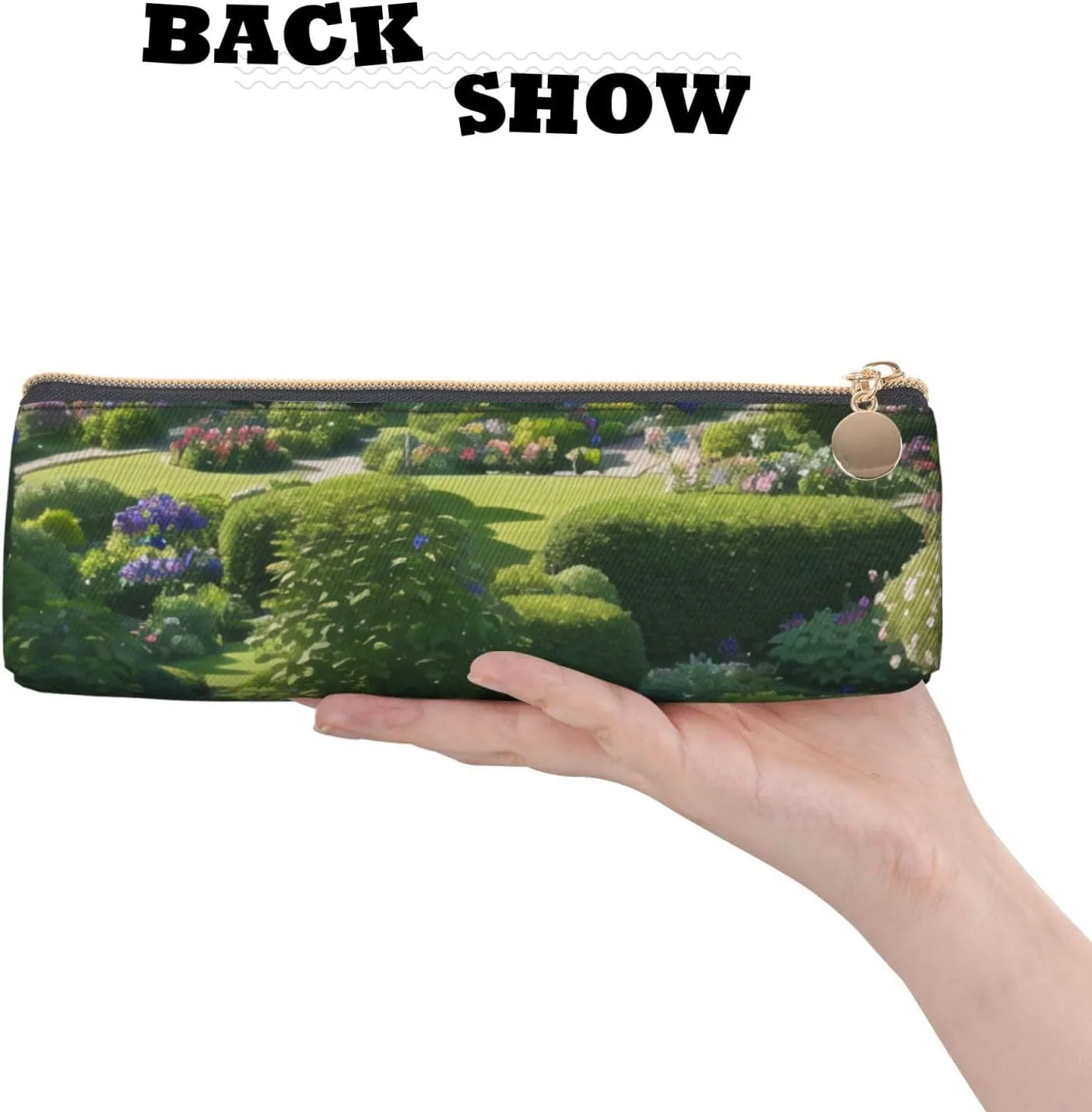 Full Of Plants Pen Case Small Pencil Bag Triangle Pu Leather Pen Pouch Pen Bag Storage Bag With Zipper