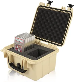 G-PLUS Graded Card Storage Box Compatible with BGS PSA SGC FGS Weatherproof Graded Sports Trading Cards(Small, Beige)