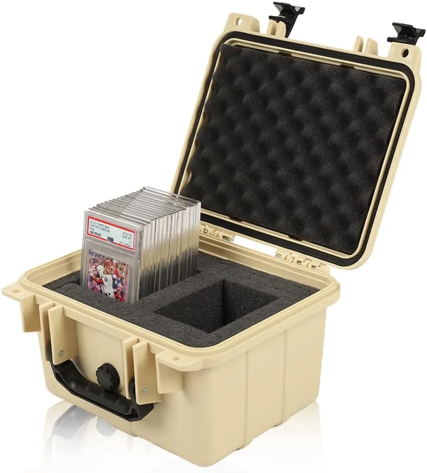 G-PLUS Graded Card Storage Box Compatible with BGS PSA SGC FGS Weatherproof Graded Sports Trading Cards(Small, Beige)