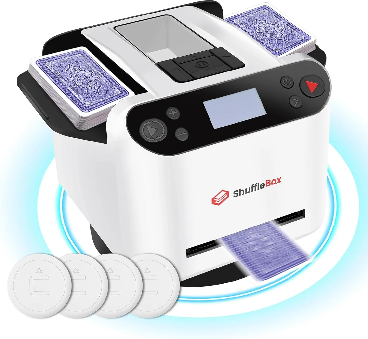 G1 Pro 2025 Version Automatic Card Shuffler and Dealer 2-in-1 for 12 Players, Ultra Quiet, Rechargeable, Remote Card Calling, for Board Games and Poker Games (White)