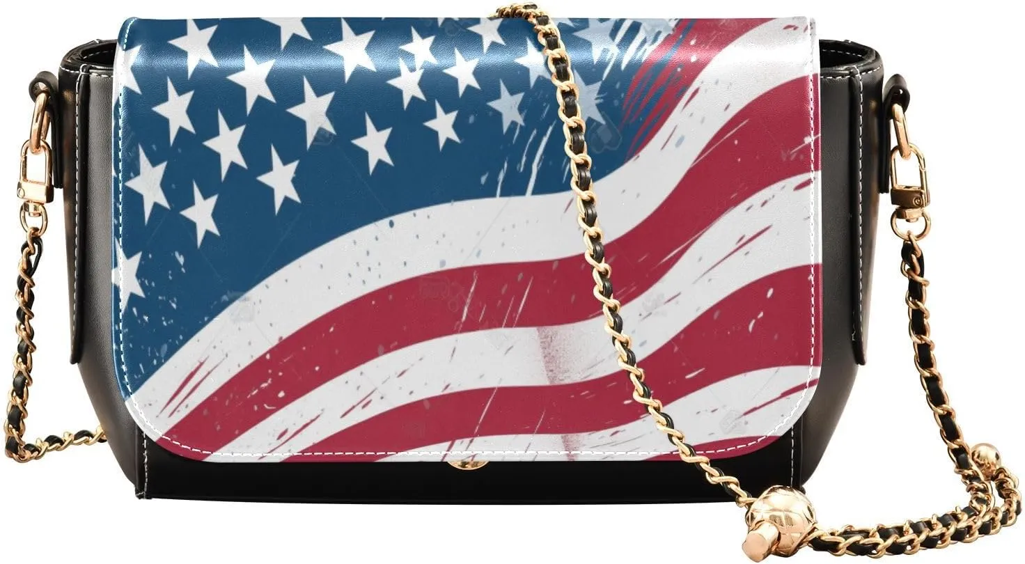 GAIGEO American Independence Flag Women's Crossbody Bags, Leather Shoulder Bags for Women, Lightweight Leather Crossbody Bag