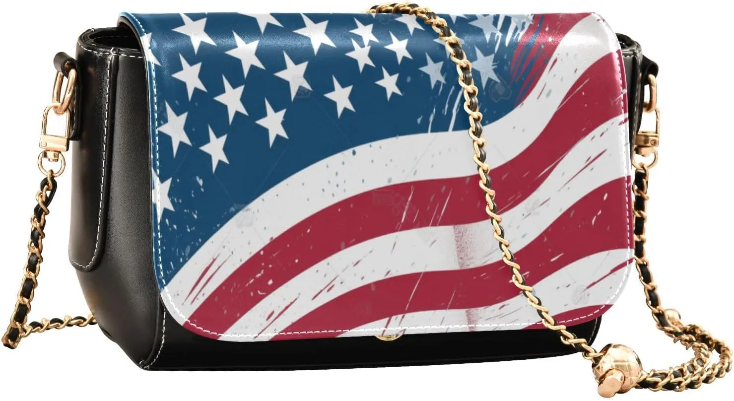 GAIGEO American Independence Flag Women's Crossbody Bags, Leather Shoulder Bags for Women, Lightweight Leather Crossbody Bag