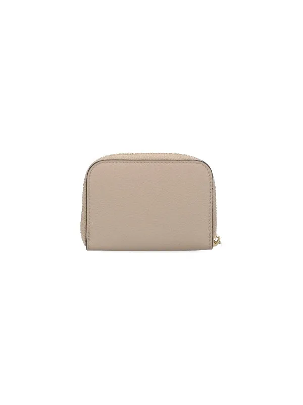 Gancini Leather Zipper Card Wallet
