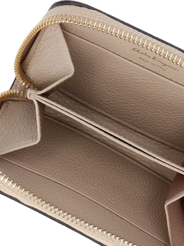 Gancini Leather Zipper Card Wallet