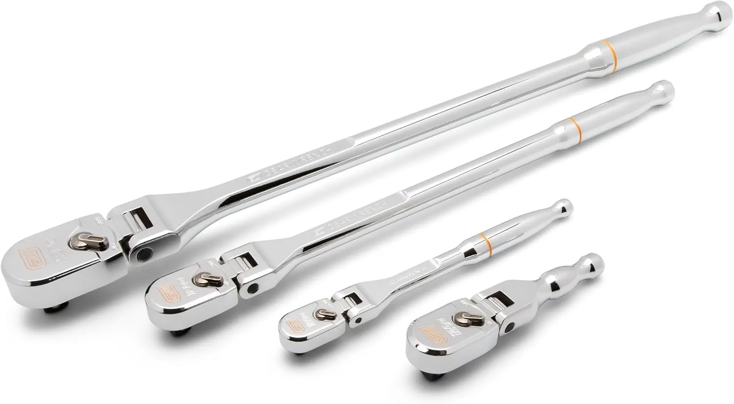 GEARWRENCH 4 Piece 1/4", 3/8", and 1/2" Drive 120XP Full Polish Flex Handle Teardrop Ratchet Set | 81230XP