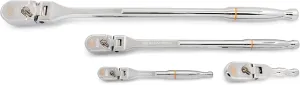 GEARWRENCH 4 Piece 1/4", 3/8", and 1/2" Drive 120XP Full Polish Flex Handle Teardrop Ratchet Set | 81230XP