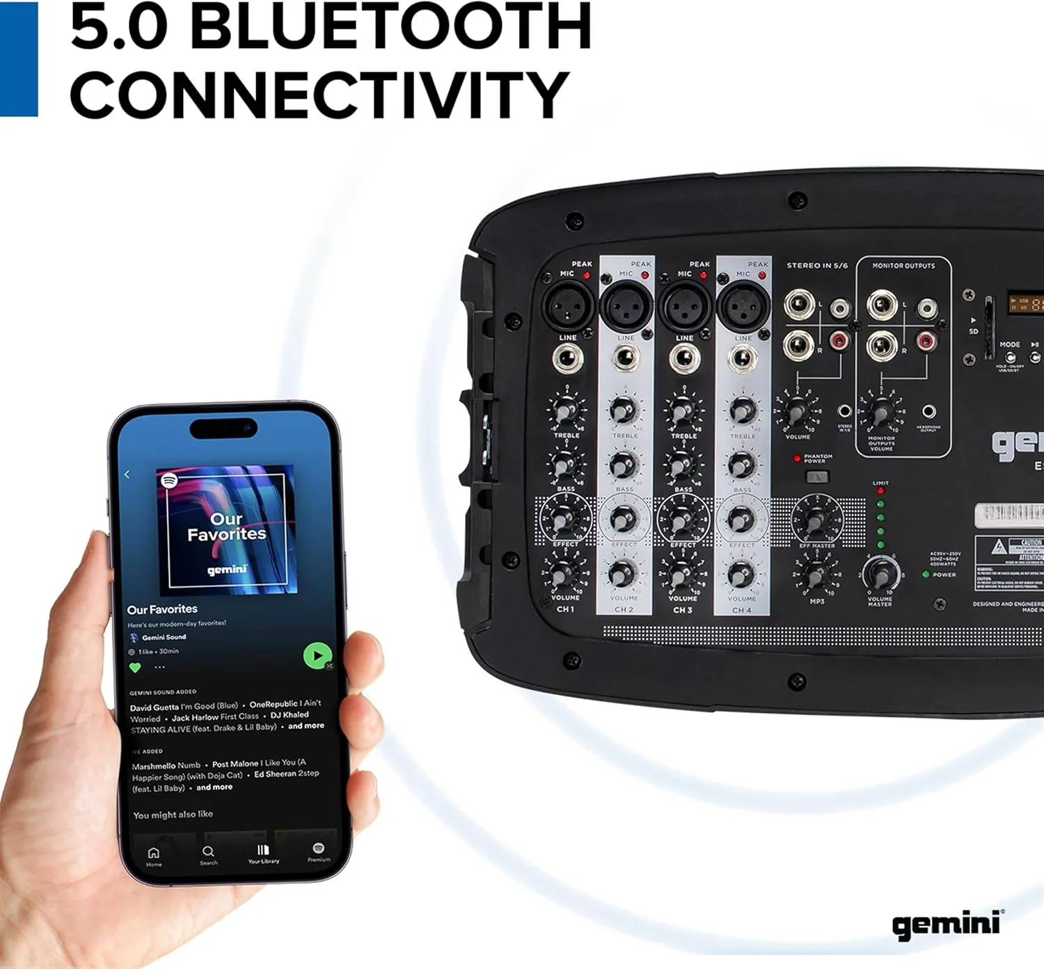 Gemini Portable PA System with Bluetooth, 600W Powered System with 6-Channel Mixer, Dual 10" Speakers, Mic & Cables—All-in-One for DJs, Events, Fitness & Worship