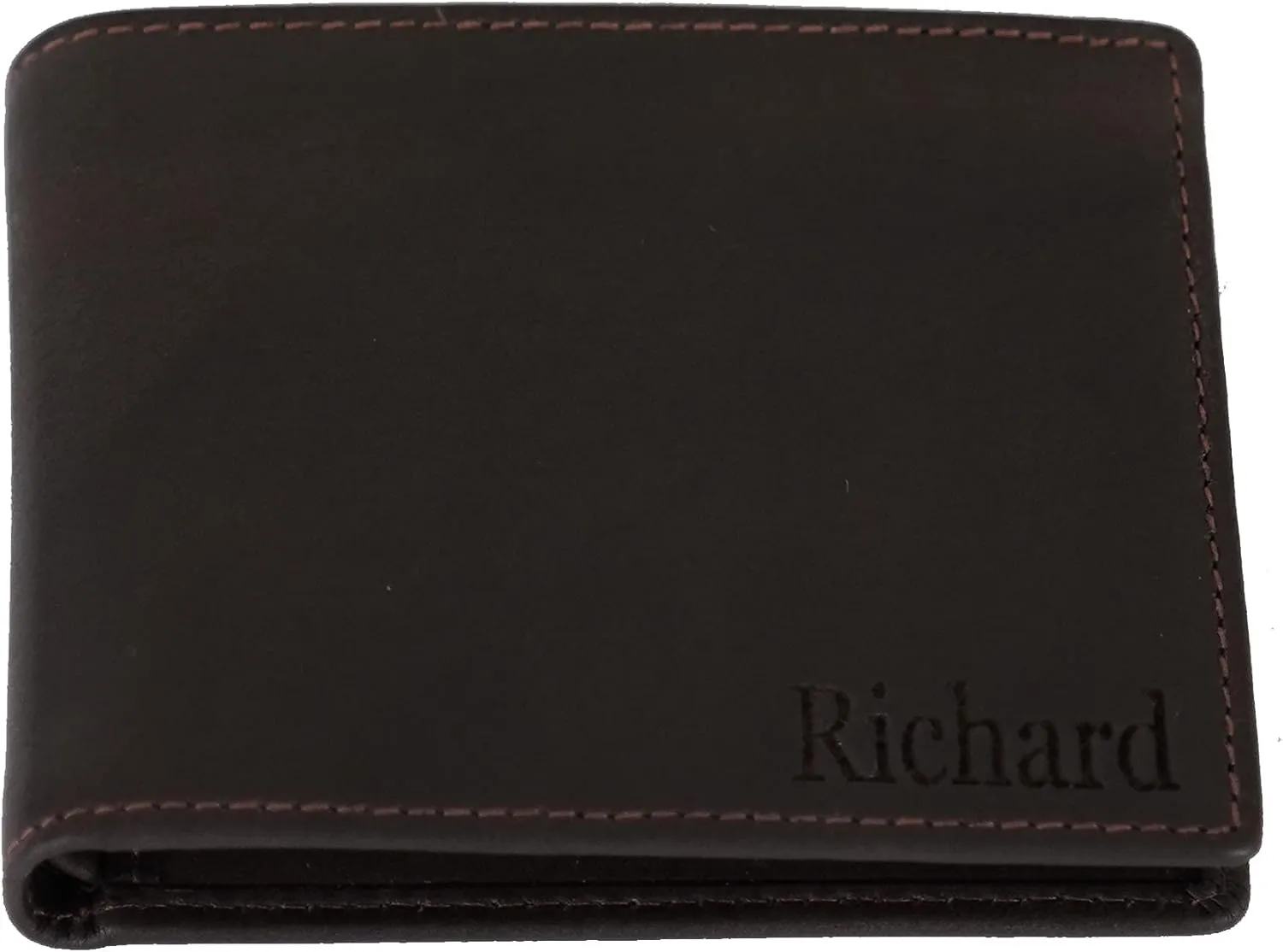 Generic, Personalized Wallet for Men, Dark Brown, Full-Grain Leather, RFID-Blocking, 11 Card Slots, Custom Gifts for Fathers Day