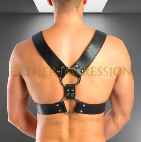 Genuine Leather Chest Harness with Buckles