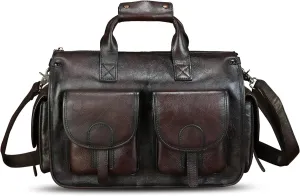 Genuine Leather Messenger Bag and Briefcase Purse for Men Real Leather Shoulder Bag Top Handle Satchel Purse for Laptop Strap