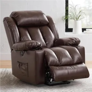 Genuine Leather Power Lift Massage Adjustable Recliner Chair for Elderly Sofa High Back Theater Seating Single Reclining Sofa for Living Room Home Theater Home Office