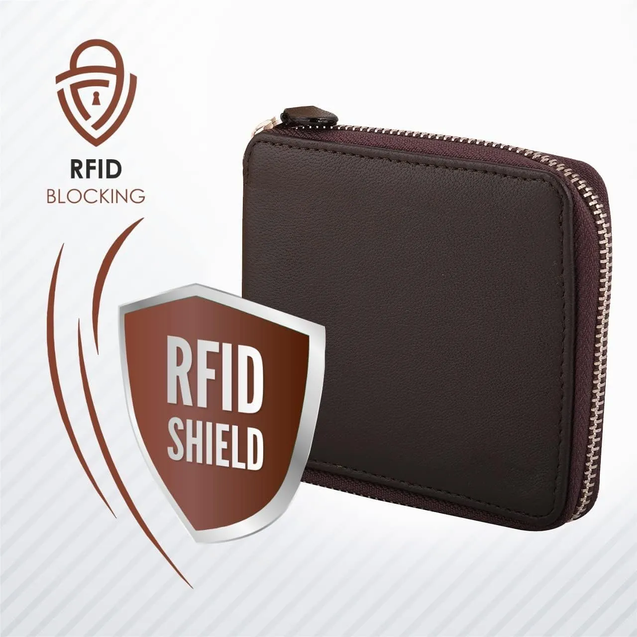 Genuine Leather RFID Trifold/Zipper Around Wallet for Men Horizontal/Vertical Zippered Wallet and Card Holder | Ideal Gift for Men and Women