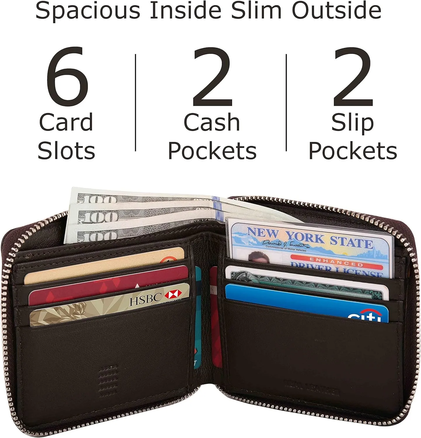 Genuine Leather RFID Trifold/Zipper Around Wallet for Men Horizontal/Vertical Zippered Wallet and Card Holder | Ideal Gift for Men and Women
