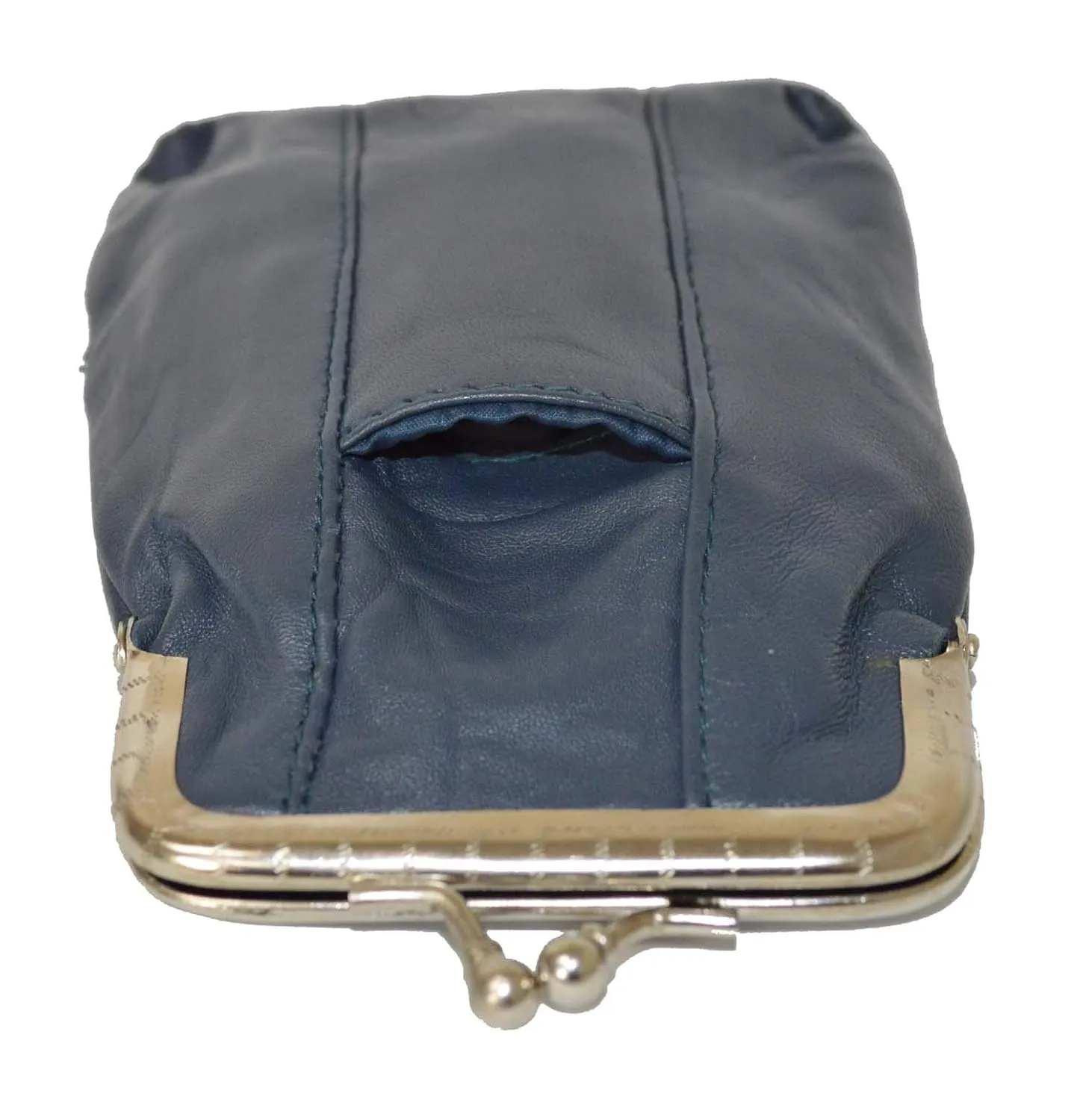 Genuine Leather Slim Cigarettes Case Holder Pack Regular or 100's & Lighter Pocket with Metal Twist Clasp, Navy Blue