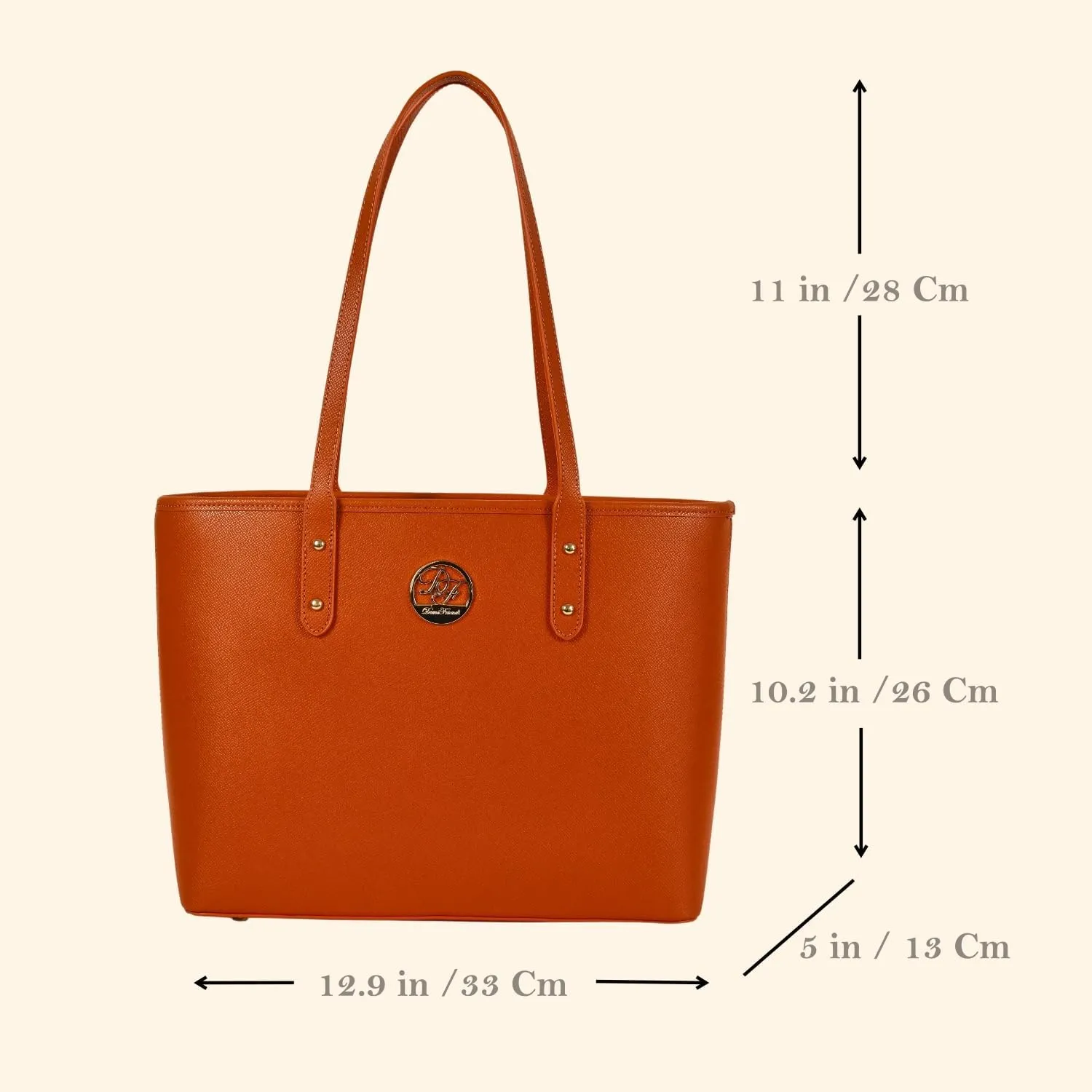 Genuine Leather Tote Bag for Women Shoulder Bag with Zipper Closure