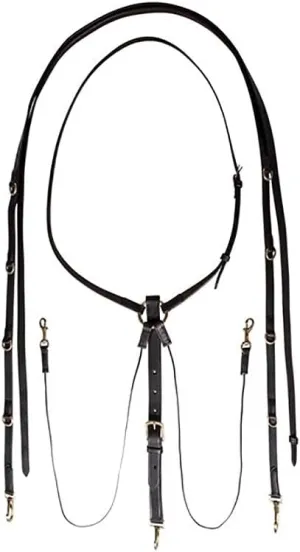 German Martingale | Effortless Headset Training | Durable Mountain Climbing Rope | Includes 7' x 3/4" Wide Split Reins | Brass and Stainless Hardware | Dark Oil Leather Finish