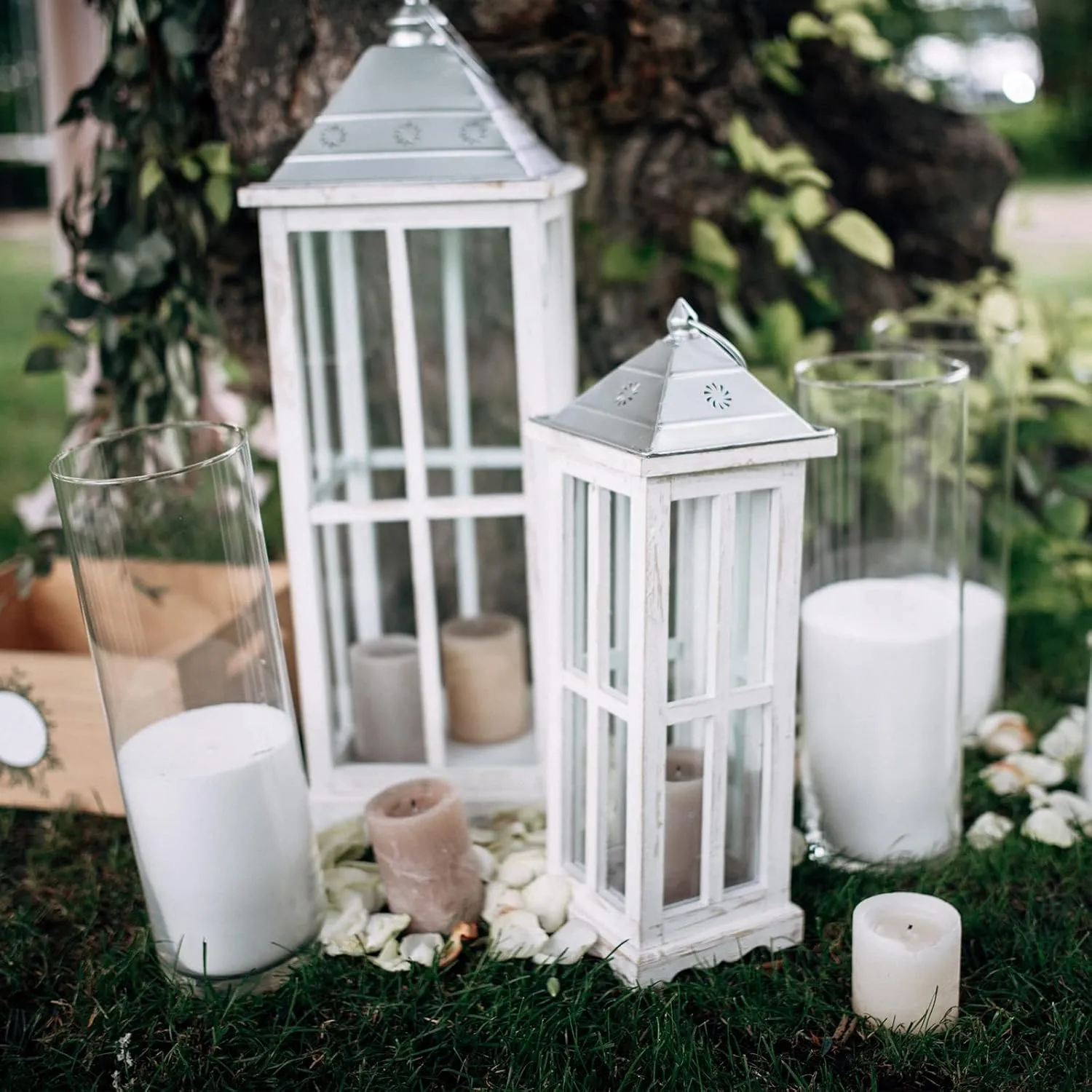 Gerrii 12 Pack Glass Cylinder Vases, Tall Clear Flower Vase for Centerpieces, Hurricane Floating Candle Holder Bulk for Wedding Table Home Formal Dinners Party Decor(8 x 3.35 Inch)