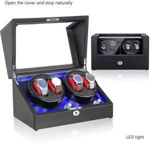 GeRRiT Watch Winder Box, LED Light 5 Rotation Mode Automatic Mechanical Watches Display Box - Available in 5 Styles