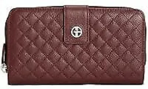 Giani Bernini Women's Quilted Leather All In One Wallet | Wine/silver - One Size