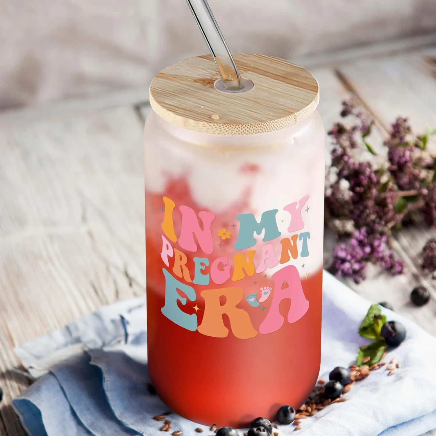 Gifts for Mom - Mothers Day Gifts for Mom, Mama - Pregnancy Announcement Postpartum Gift Ideas for Expecting Moms - Gift for New Mamas, First Time Mothers - 16 Oz Frosted Can Glass
