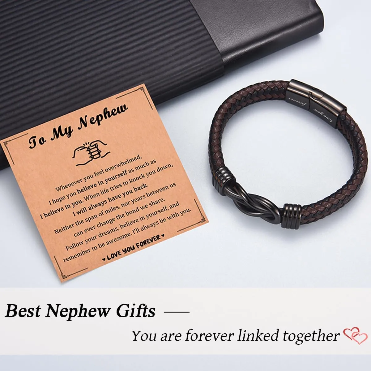 Gifts for New Dad Grandpa Uncle Bonus Son Grandson Brother Nephew Friends, Braided Leather Bracelet, Fathers Day Birthday Valentines Christmas Graduation Gifts for Men Boys