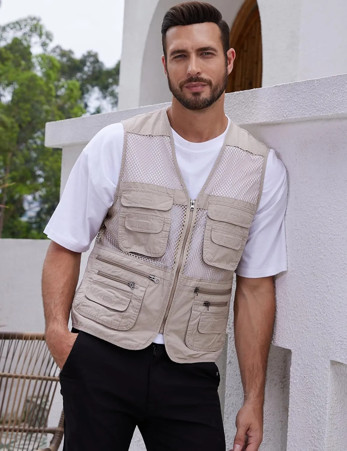 Gihuo Men's Fishing Safari Vest with Pockets for Summer Travel