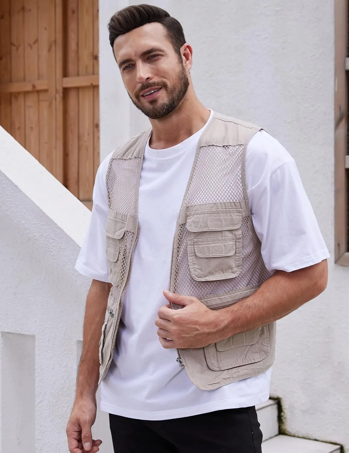 Gihuo Men's Fishing Safari Vest with Pockets for Summer Travel