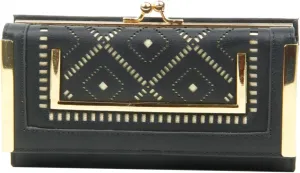 Girly Handbags Womens Laser Cut Purse, Black, W 19, H 10, D 3 cm (W 7, H 4, D 1 inches)