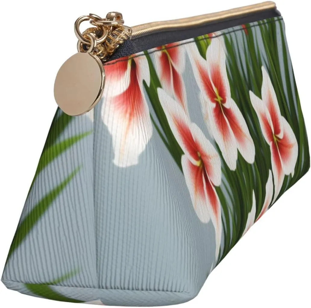 Gladioluses Pen Case Small Pencil Bag Triangle Pu Leather Pen Pouch Pen Bag Storage Bag With Zipper