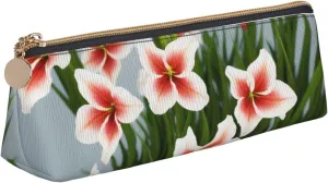 Gladioluses Pen Case Small Pencil Bag Triangle Pu Leather Pen Pouch Pen Bag Storage Bag With Zipper