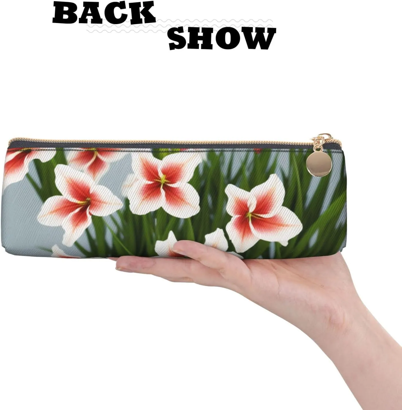 Gladioluses Pen Case Small Pencil Bag Triangle Pu Leather Pen Pouch Pen Bag Storage Bag With Zipper
