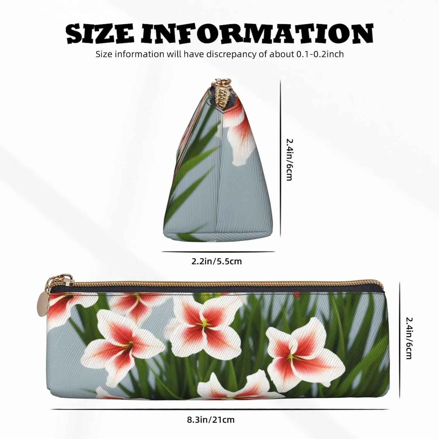 Gladioluses Pen Case Small Pencil Bag Triangle Pu Leather Pen Pouch Pen Bag Storage Bag With Zipper