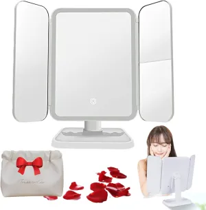 Glisera Smart Mirror, Glisera Mirror, Glisera Smart Mirror Vanity, Glisera Makeup Mirror, 3 Color LED Trifold Makeup Mirror, 180 ° Rotation Lighted Makeup Mirror (White)