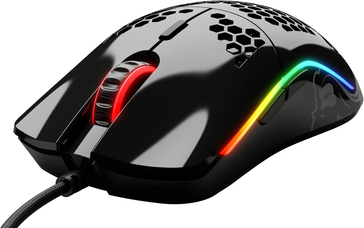 Glorious Model O- (Minus) Compact Wired Gaming Mouse - 58g Superlight Honeycomb Design, RGB, Pixart 3360 Sensor, Ambidextrous, Omron Switches - Glossy Black