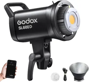 Godox SL60IID 70W LED Video Light, 18600Lux@1M 5600K COB LED Continuous Light, Bluetooth App&2.4G Wireless Remote Control 8 Built-in Fx Effects, TLCI/CRI 97 /96 Bowens Mount Studio Light