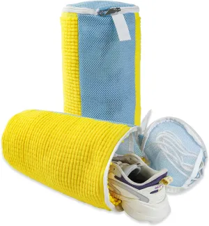 GOGOODA Upgraded Shoe Washing Bag for Washing Machine - Laundry Shoe Bag for Washer and Dryer with Safety Lock for All Shoe Types (Yellow, without shoe trees)