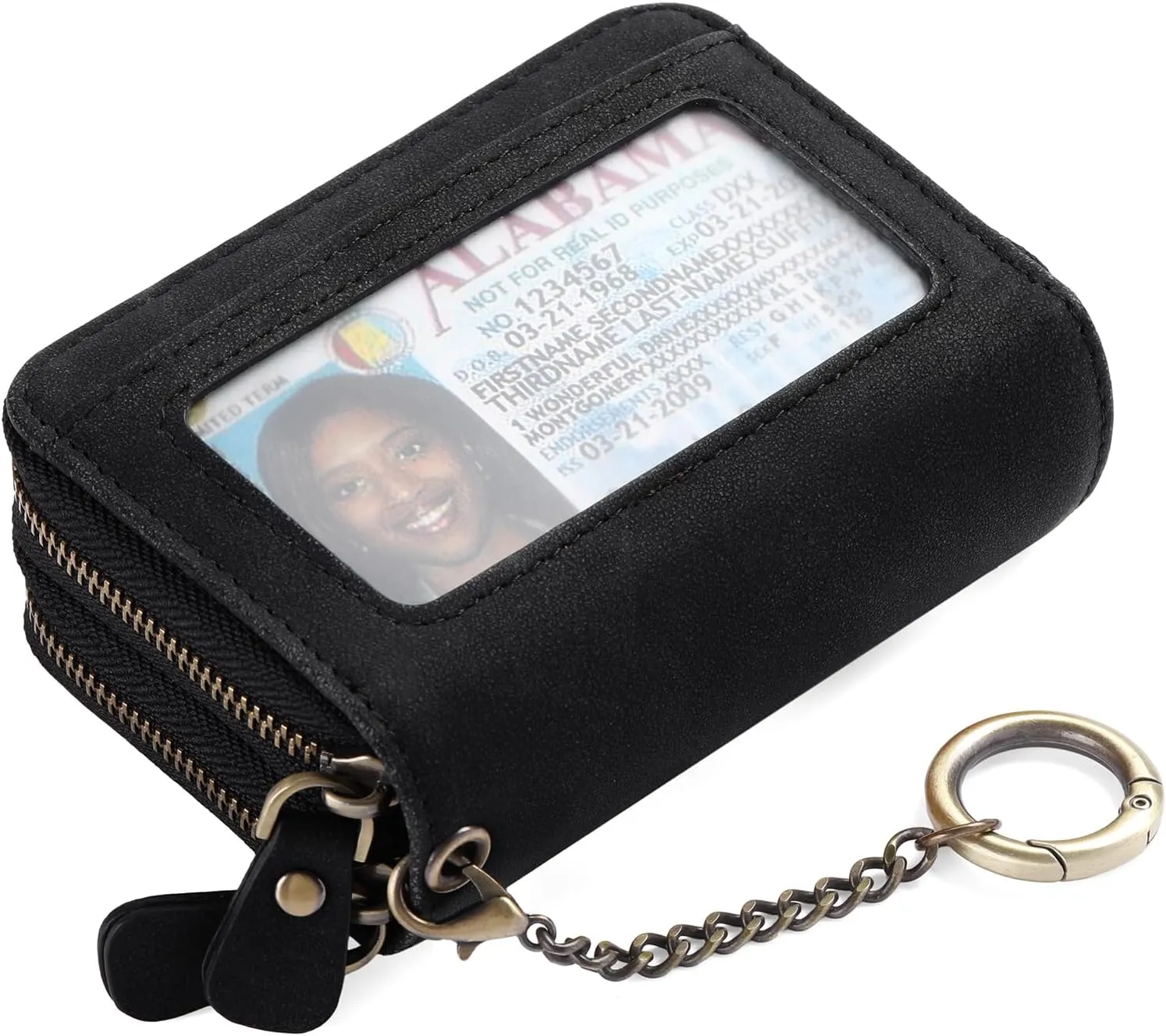GOIACII Credit Card Holder Wallet for Women RFID Blocking Small Genuine Leather Card Case Wallet with Keychain