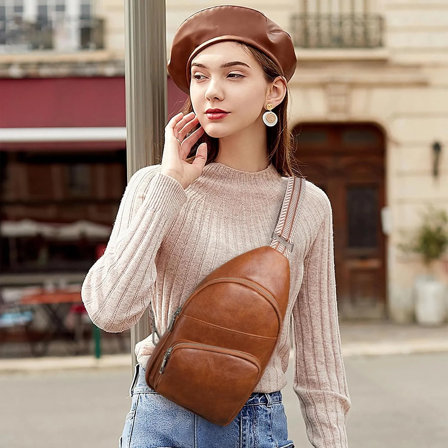 GOIACII Shoulder Bag Women Leather Sling Crossbody Bag