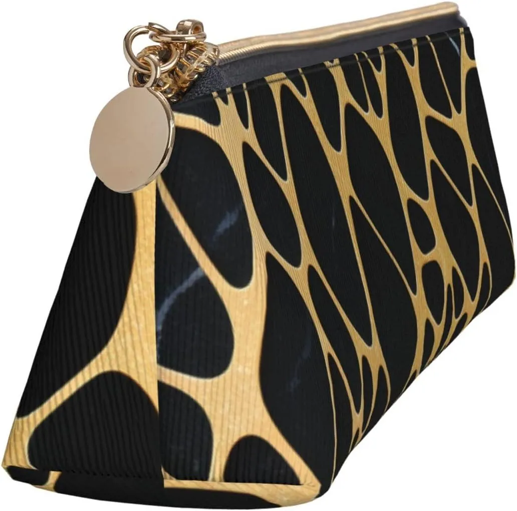 Gold And Black Marble Pen Case Small Pencil Bag Triangle Pu Leather Pen Pouch Pen Bag Storage Bag With Zipper