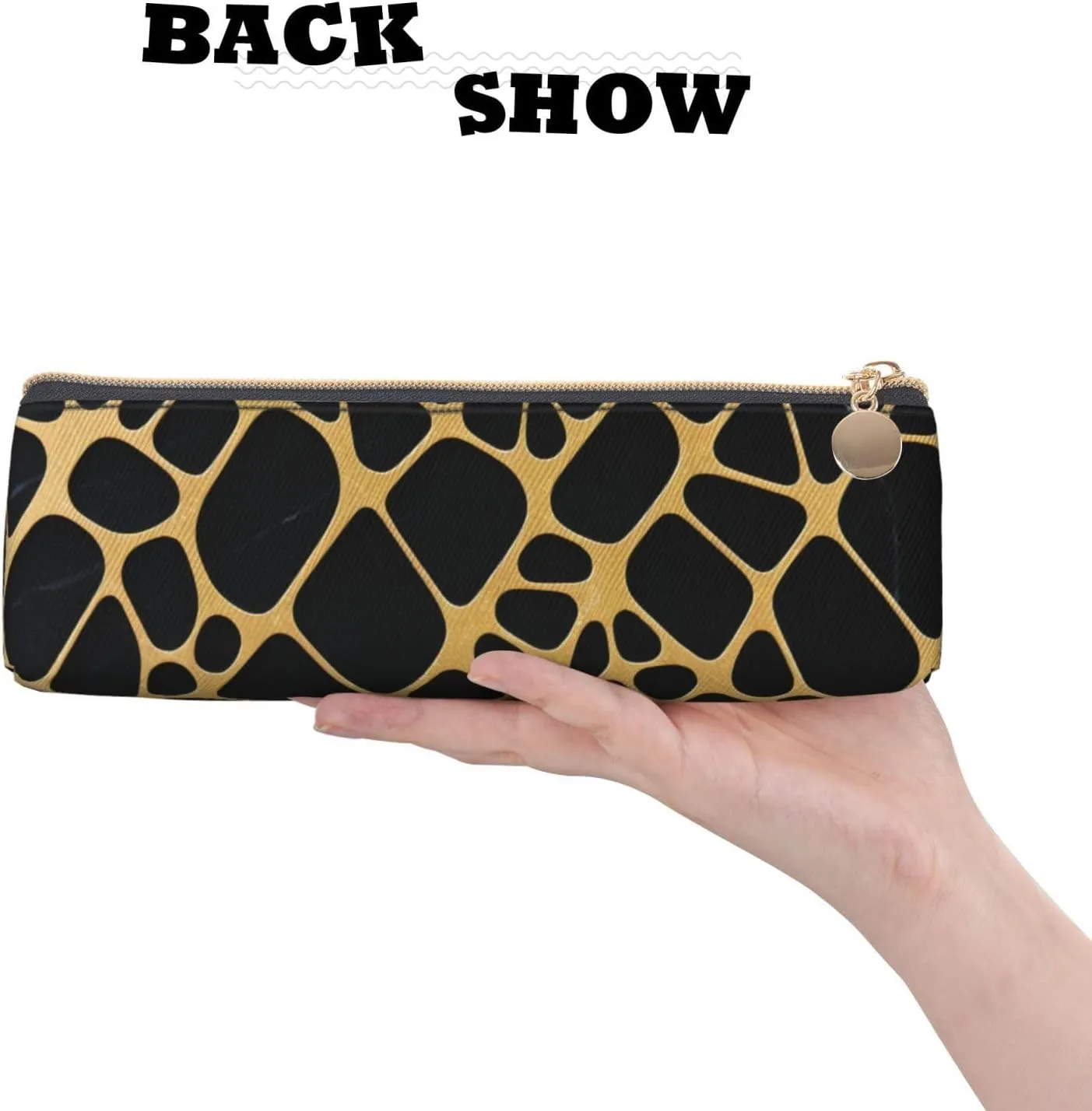 Gold And Black Marble Pen Case Small Pencil Bag Triangle Pu Leather Pen Pouch Pen Bag Storage Bag With Zipper