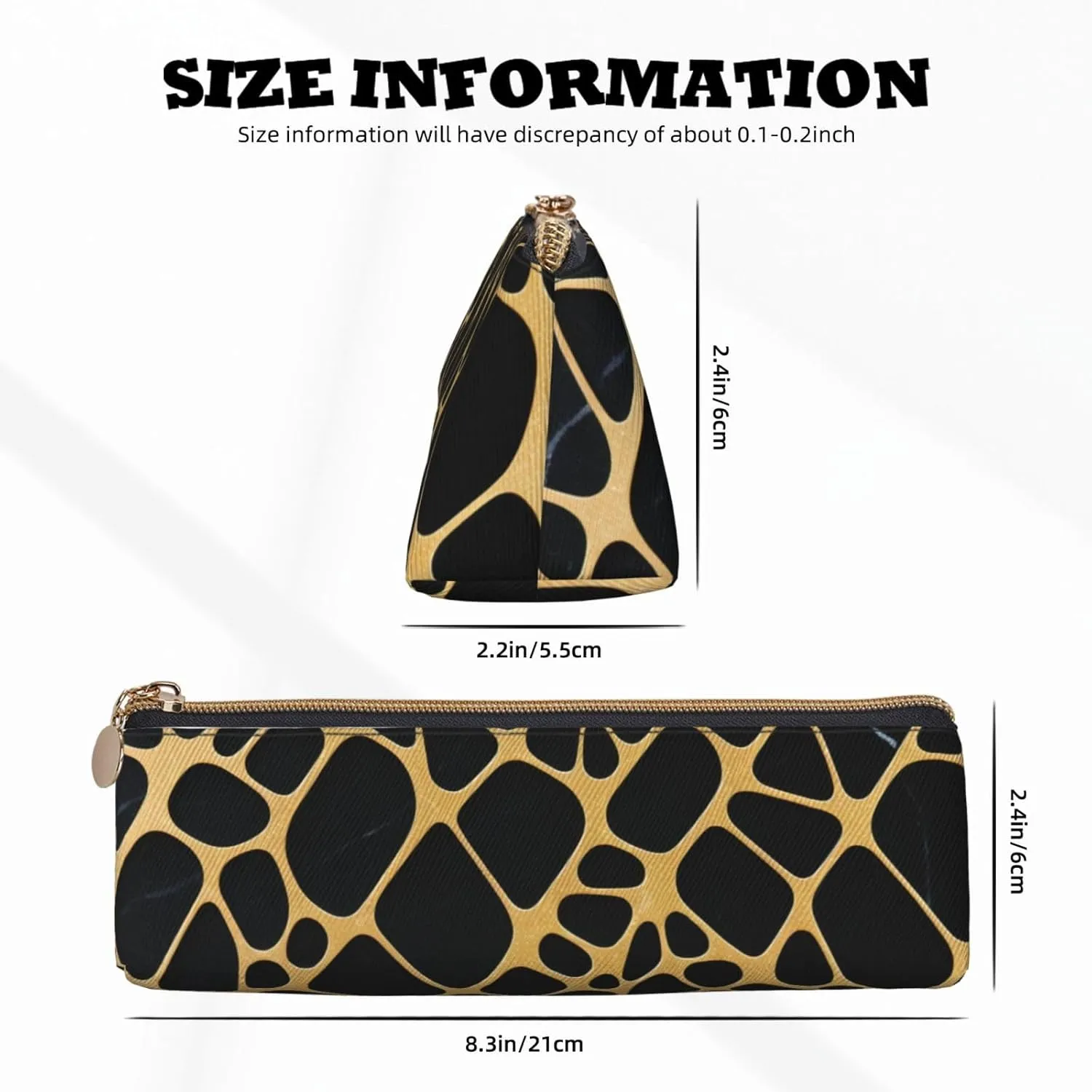 Gold And Black Marble Pen Case Small Pencil Bag Triangle Pu Leather Pen Pouch Pen Bag Storage Bag With Zipper