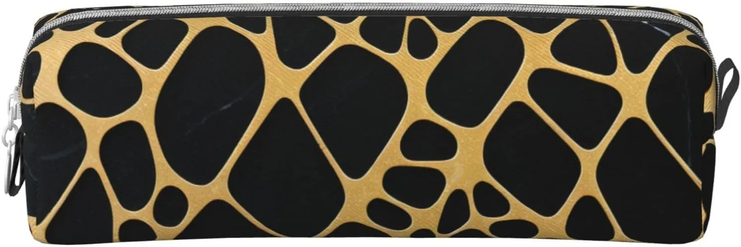 Gold And Black Marble Pencil Case Pu Leather Cute Small Pencil Case Pencil Pouch Storage Bag With Zipper