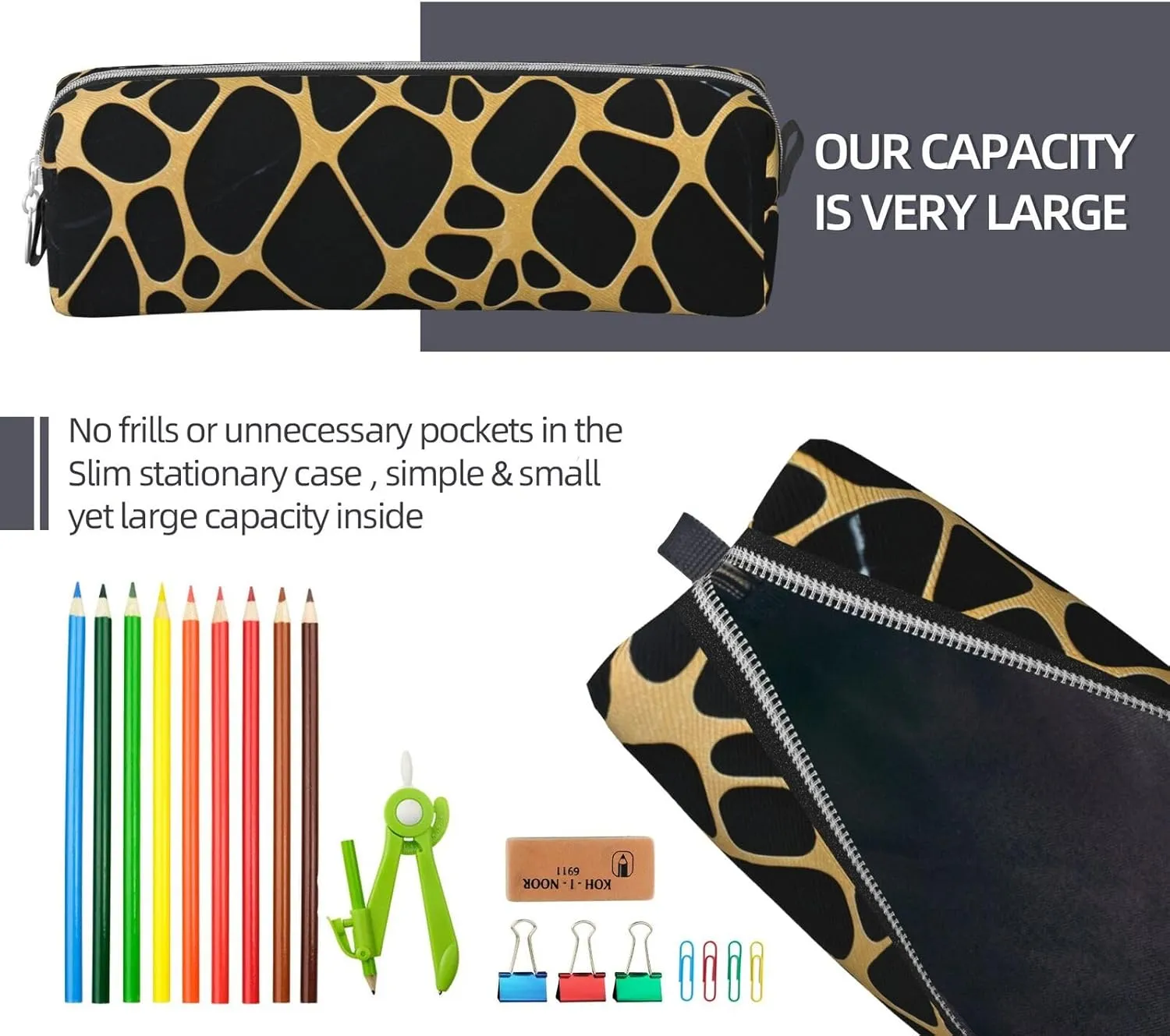 Gold And Black Marble Pencil Case Pu Leather Cute Small Pencil Case Pencil Pouch Storage Bag With Zipper