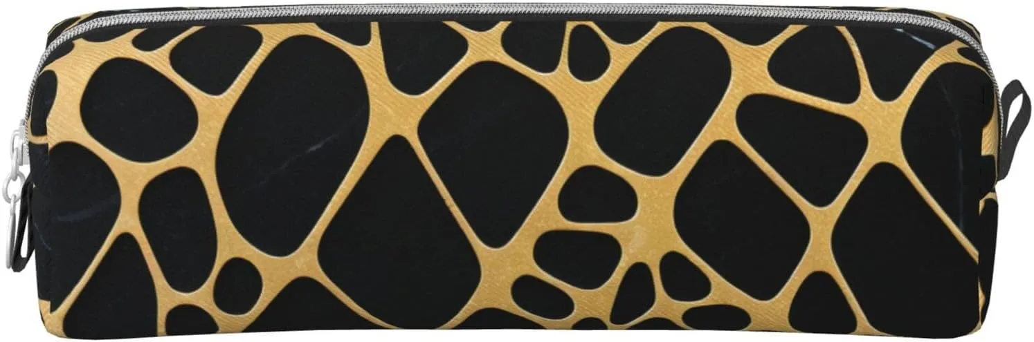 Gold And Black Marble Pencil Case Pu Leather Cute Small Pencil Case Pencil Pouch Storage Bag With Zipper