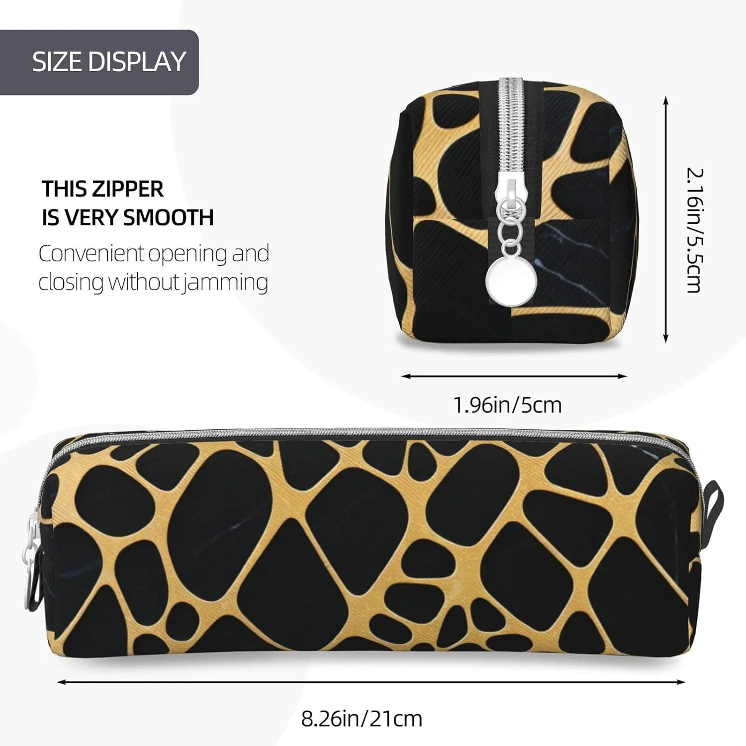 Gold And Black Marble Pencil Case Pu Leather Cute Small Pencil Case Pencil Pouch Storage Bag With Zipper