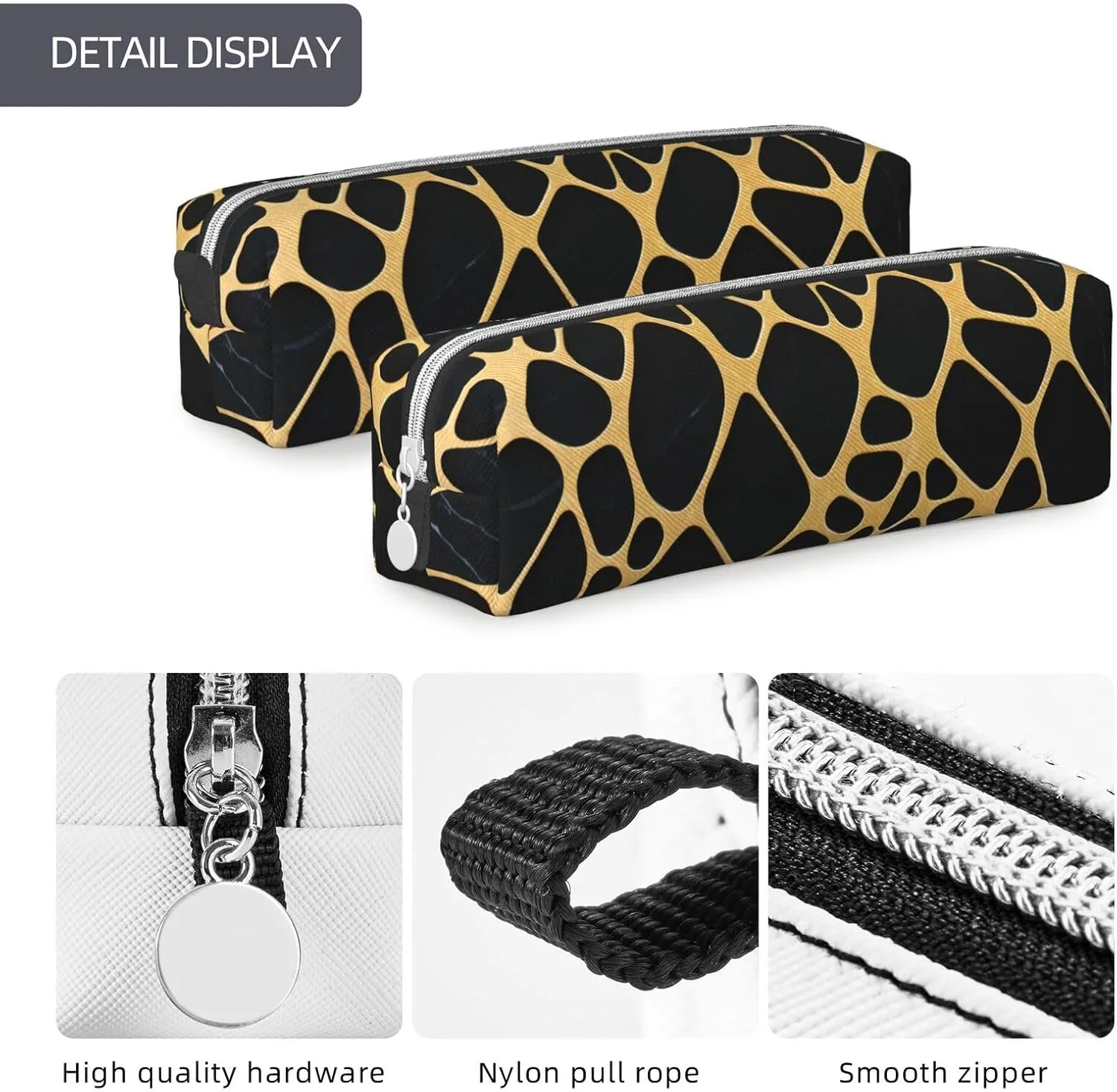 Gold And Black Marble Pencil Case Pu Leather Cute Small Pencil Case Pencil Pouch Storage Bag With Zipper