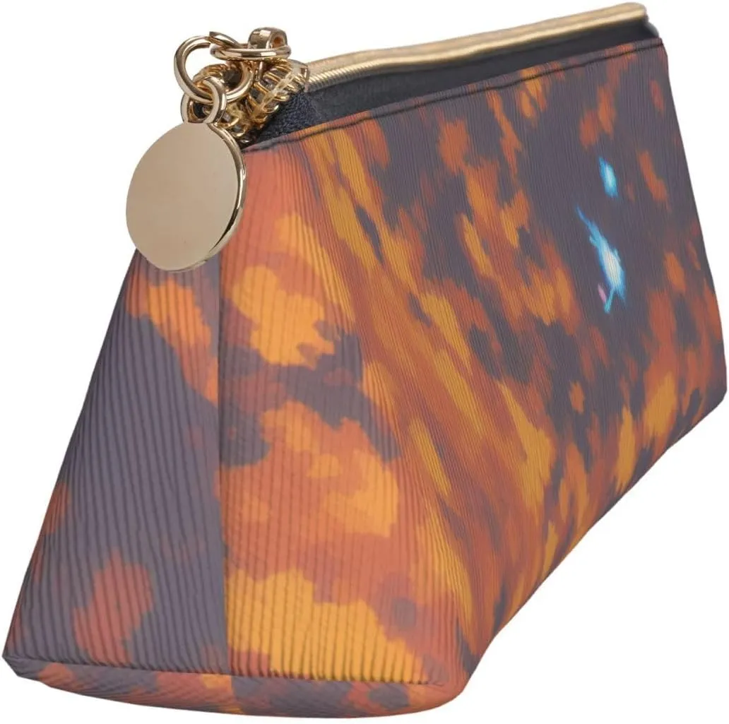 Gold Texture Printed Pattern Pen Case Small Pencil Bag Triangle Pu Leather Pen Pouch Pen Bag Storage Bag With Zipper