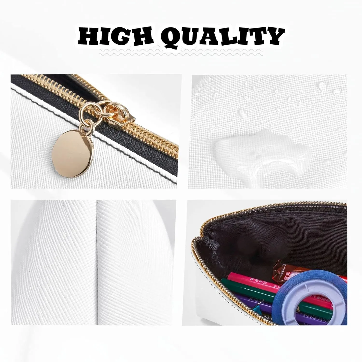 Gold Texture Printed Pattern Pen Case Small Pencil Bag Triangle Pu Leather Pen Pouch Pen Bag Storage Bag With Zipper