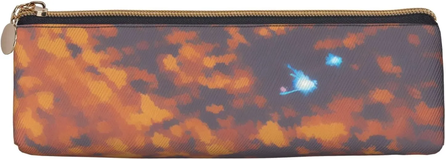 Gold Texture Printed Pattern Pen Case Small Pencil Bag Triangle Pu Leather Pen Pouch Pen Bag Storage Bag With Zipper