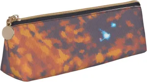 Gold Texture Printed Pattern Pen Case Small Pencil Bag Triangle Pu Leather Pen Pouch Pen Bag Storage Bag With Zipper